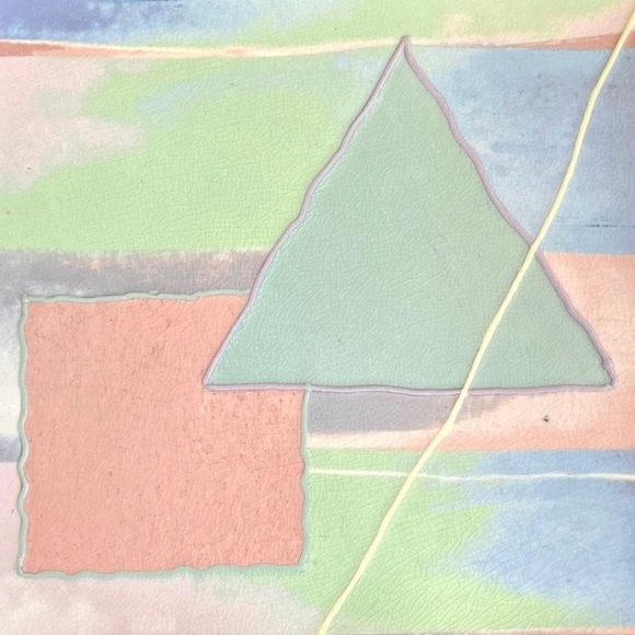 Vintage Signed Pottery Kamrass Kiok Studio NYC Ceramic Square Platter Plate 80s - Picture 2 of 8